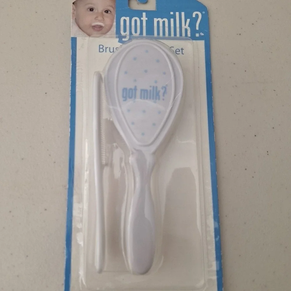 Vintage 'Got Milk?' Cutie Pie Baby Soft Brush and Comb Set in Box New Old Stock